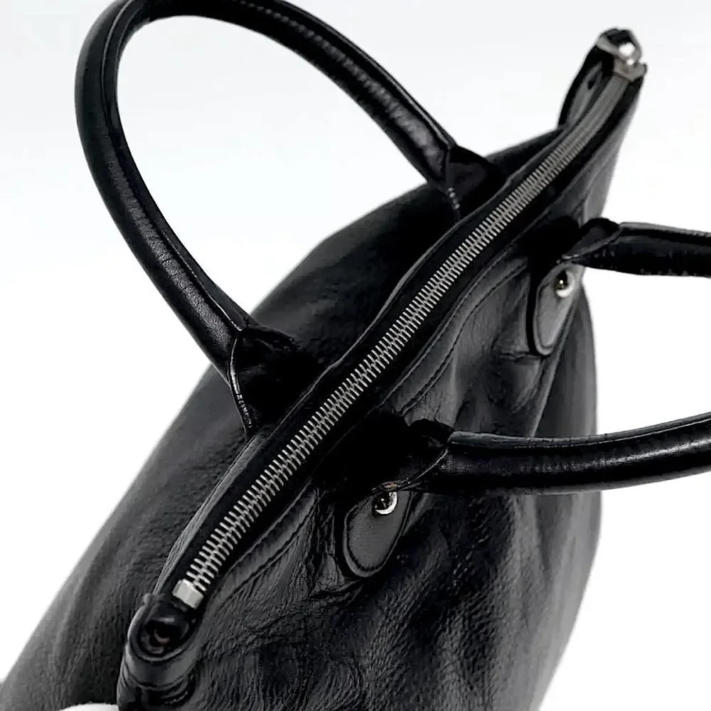 BALLY Black Leather Trainspotting Work Bag Black Striped Adjust Shoulder Strap